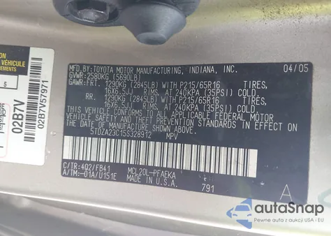 2005 Toyota Sienna Ce/Le from USA, damaged, VIN 5TDZA23C15S328912